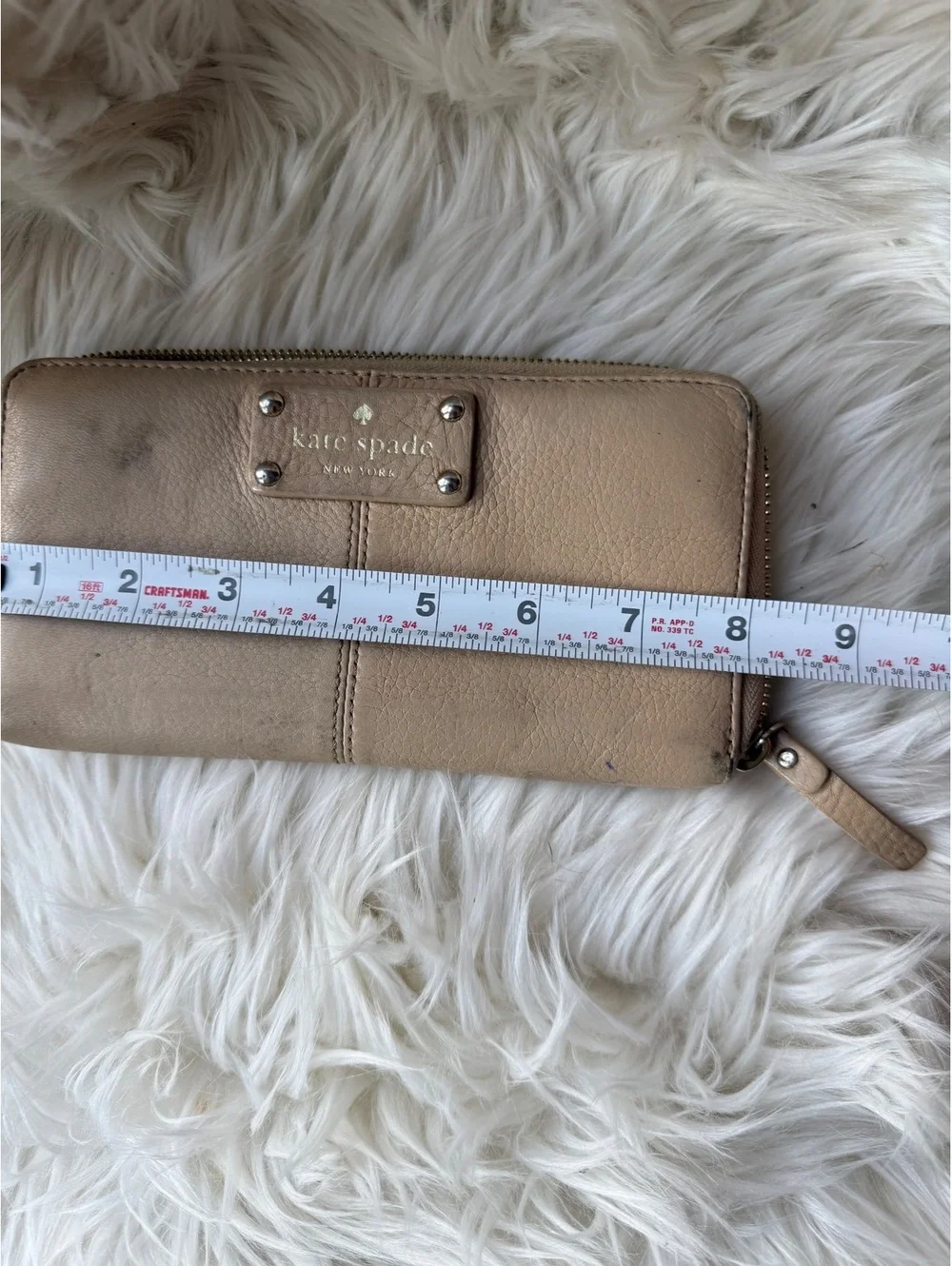 Kate Spade Beige Leather Zip-Around Wallet